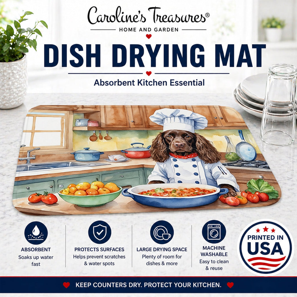Boykin Spaniel The Chef Dish Drying Mat Absorbent Dish Drying Mat Pad for Kitchen Counter Dish Drainer Mat for Countertop, 14 x 21", Multicolor