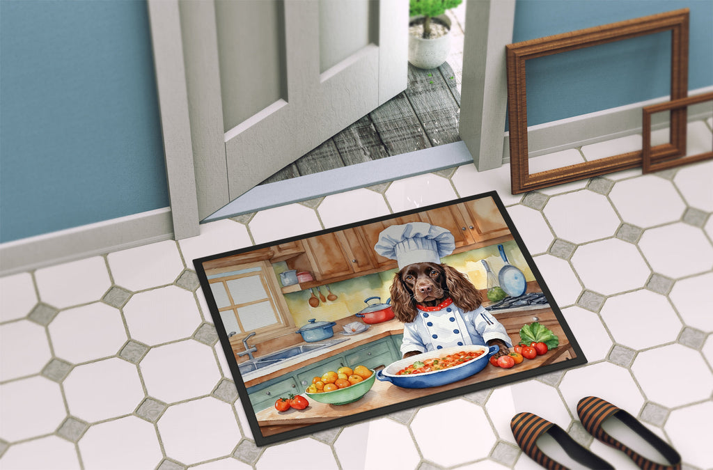Boykin Spaniel The Chef Doormat Indoor Outdoor 18H X 27W Front Door Mat Rugs for Entryway, Non Slip Washable