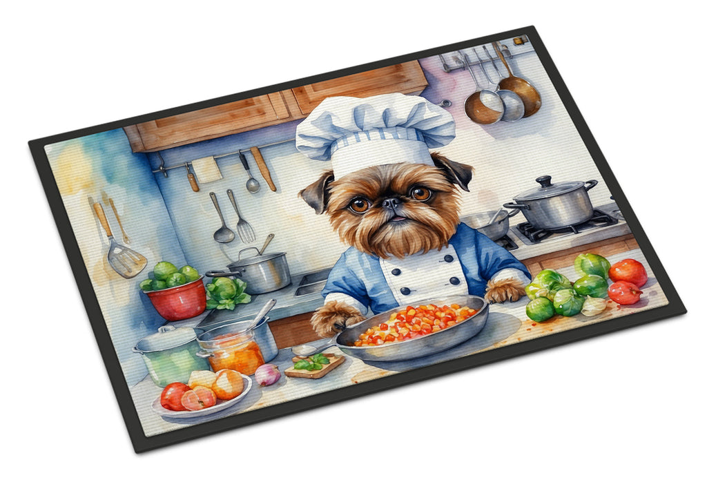 Brussels Griffon The Chef Doormat Indoor Outdoor 24H X 36W Front Door Mat Rugs for Entryway, Non Slip Washable Low Pile,