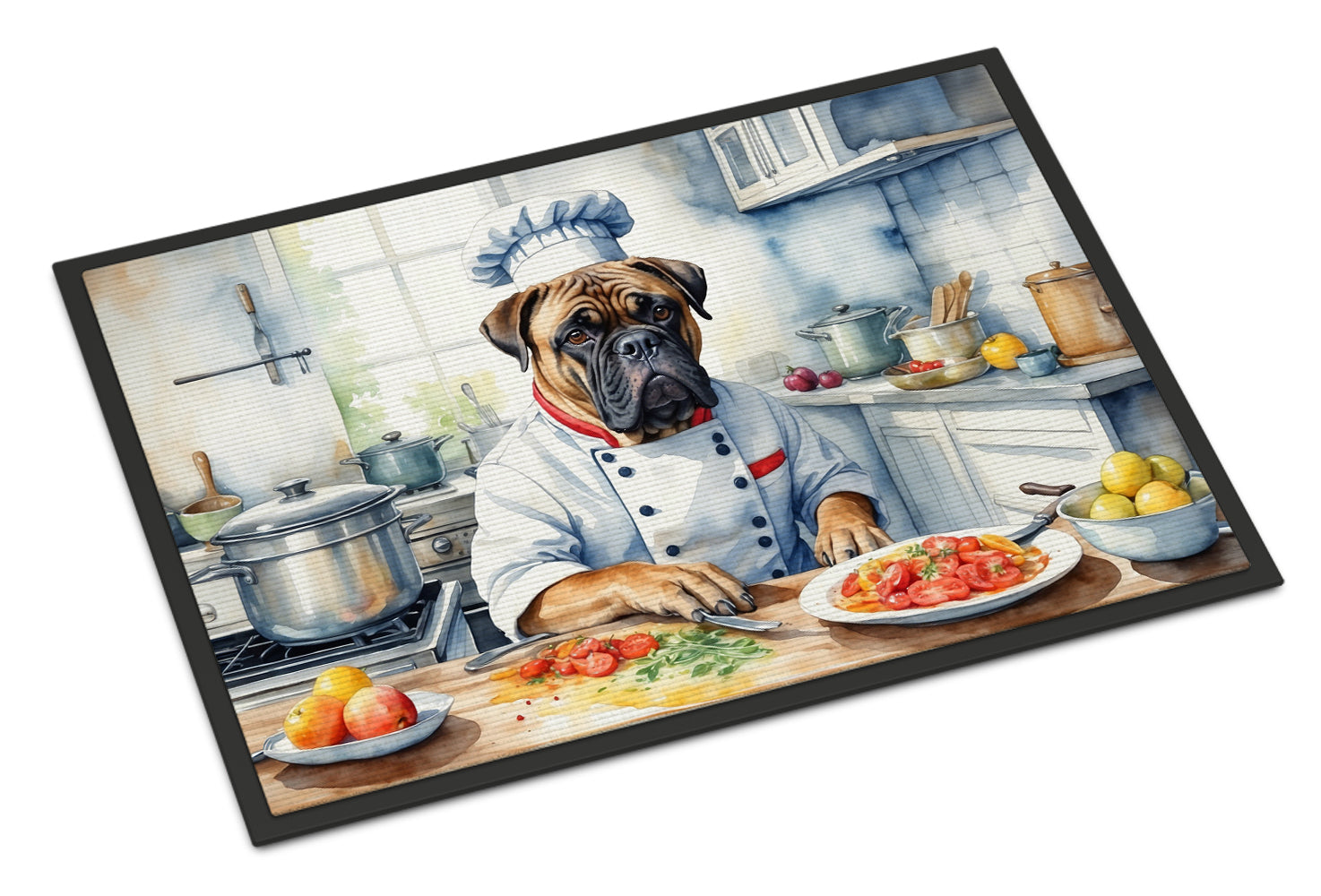 Bullmastiff The Chef Doormat Indoor Outdoor 24H X 36W Front Door Mat Rugs for Entryway, Non Slip Washable Low Pile,