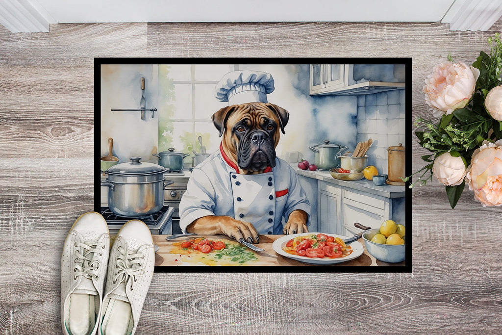 Bullmastiff The Chef Doormat Indoor Outdoor 24H X 36W Front Door Mat Rugs for Entryway, Non Slip Washable Low Pile,