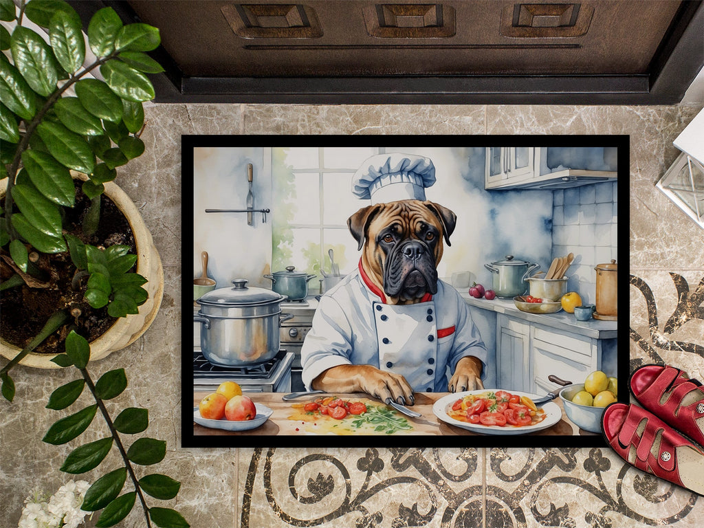 Bullmastiff The Chef Doormat Indoor Outdoor 24H X 36W Front Door Mat Rugs for Entryway, Non Slip Washable Low Pile,