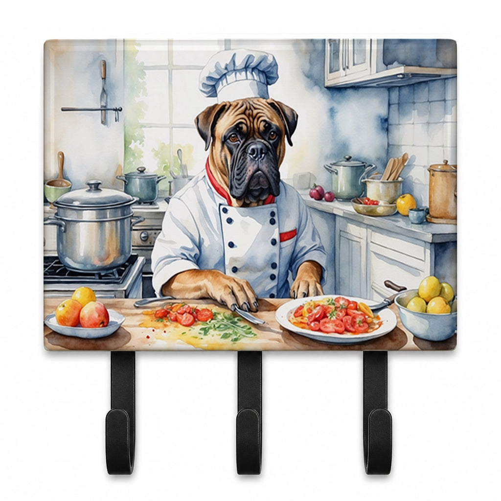 Bullmastiff The Chef Leash or Key Holder Wall Hooks, Coat Rack Wall Mount, for Hanging Keys, Towels, Aprons, Leashes