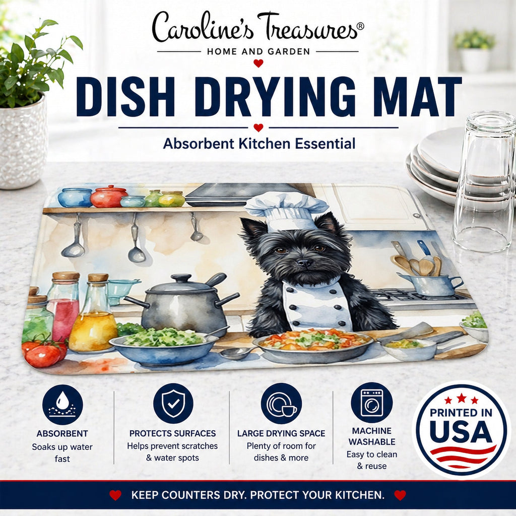 Cairn Terrier The Chef Dish Drying Mat Absorbent Dish Drying Mat Pad for Kitchen Counter Dish Drainer Mat for Countertop, 14 x 21", Multicolor