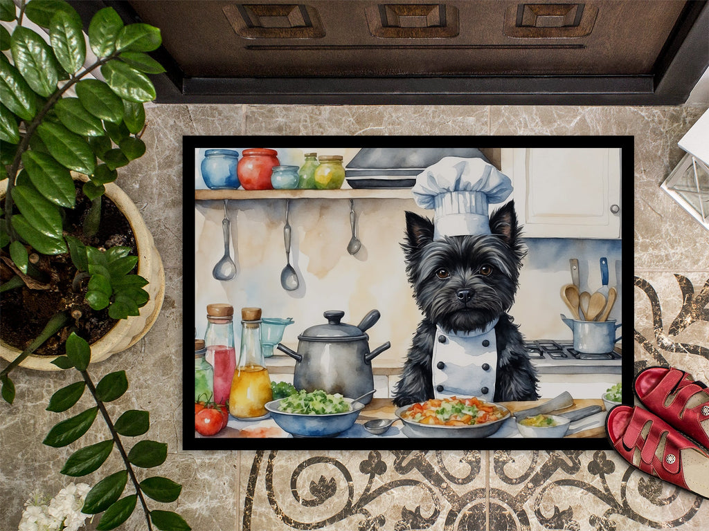 Cairn Terrier The Chef Doormat Indoor Outdoor 18H X 27W Front Door Mat Rugs for Entryway, Non Slip Washable
