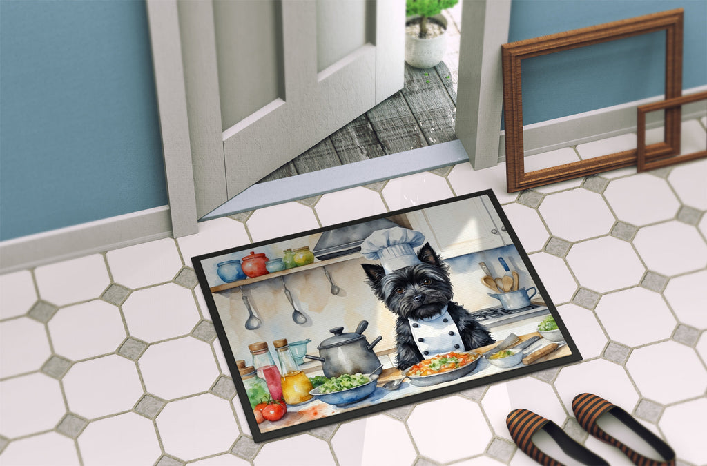 Cairn Terrier The Chef Doormat Indoor Outdoor 18H X 27W Front Door Mat Rugs for Entryway, Non Slip Washable