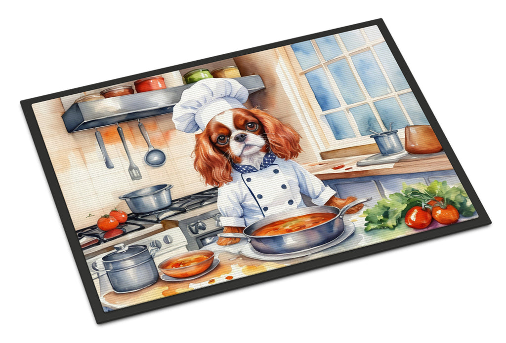 Cavalier Spaniel The Chef Doormat Indoor Outdoor 18H X 27W Front Door Mat Rugs for Entryway, Non Slip Washable