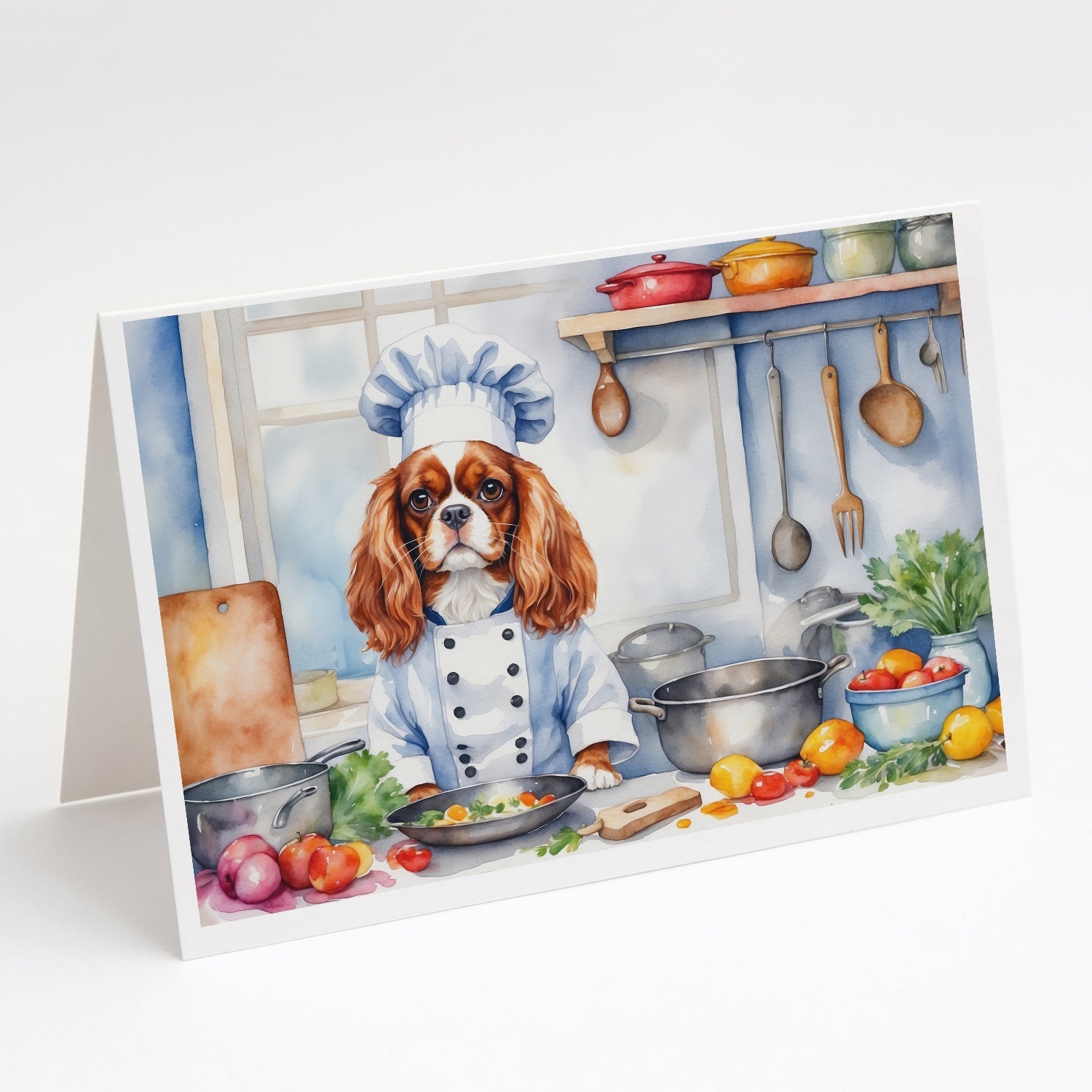 Cavalier Spaniel The Chef Greeting Cards Pack of 8 Blank Cards with Envelopes Whimsical A7 Size 5x7
