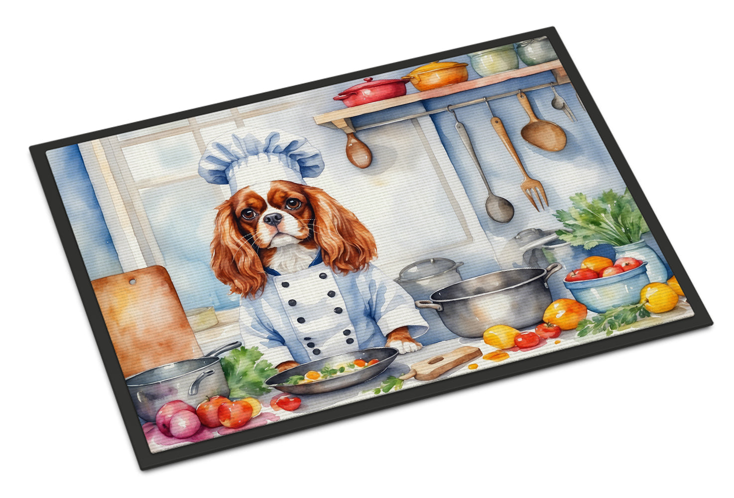 Cavalier Spaniel The Chef Doormat Indoor Outdoor 24H X 36W Front Door Mat Rugs for Entryway, Non Slip Washable Low Pile,