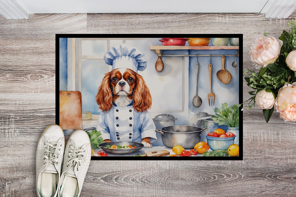 Cavalier Spaniel The Chef Doormat Indoor Outdoor 24H X 36W Front Door Mat Rugs for Entryway, Non Slip Washable Low Pile,
