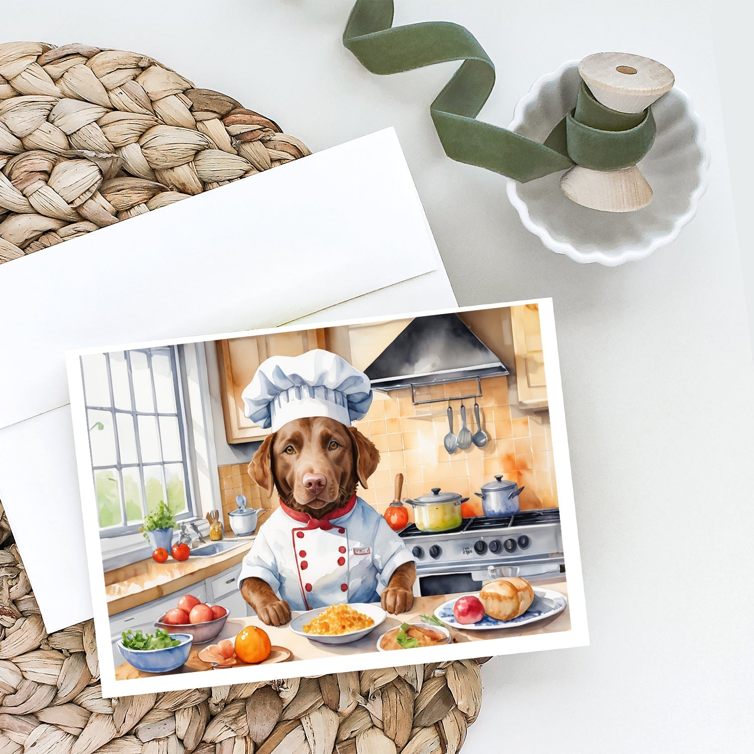 Chesapeake Bay Retriever The Chef Greeting Cards Pack of 8 Blank Cards with Envelopes Whimsical A7 Size 5x7