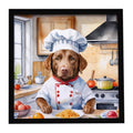 Chesapeake Bay Retriever The Chef Framed Metal Print Bathroom, Kitchen, Office, Home Decor Wall Art Ready to Hang, Square, 8X8