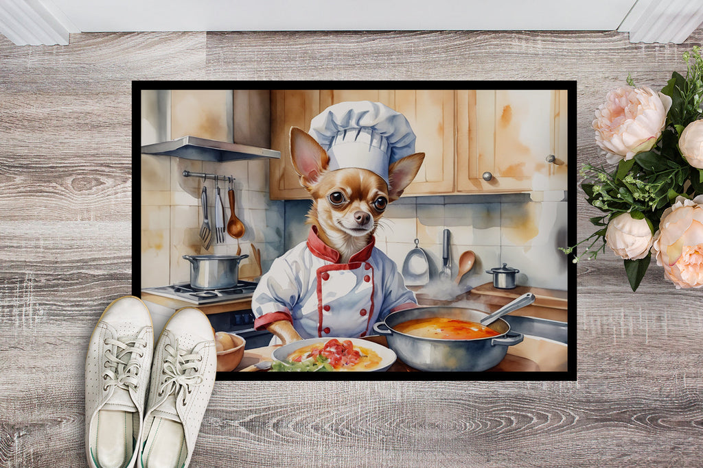 Chihuahua The Chef Doormat Indoor Outdoor 24H X 36W Front Door Mat Rugs for Entryway, Non Slip Washable Low Pile,