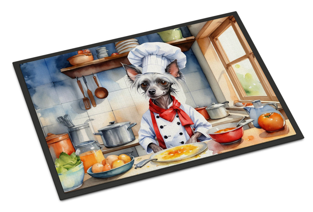 Chinese Crested The Chef Doormat Indoor Outdoor 24H X 36W Front Door Mat Rugs for Entryway, Non Slip Washable Low Pile,