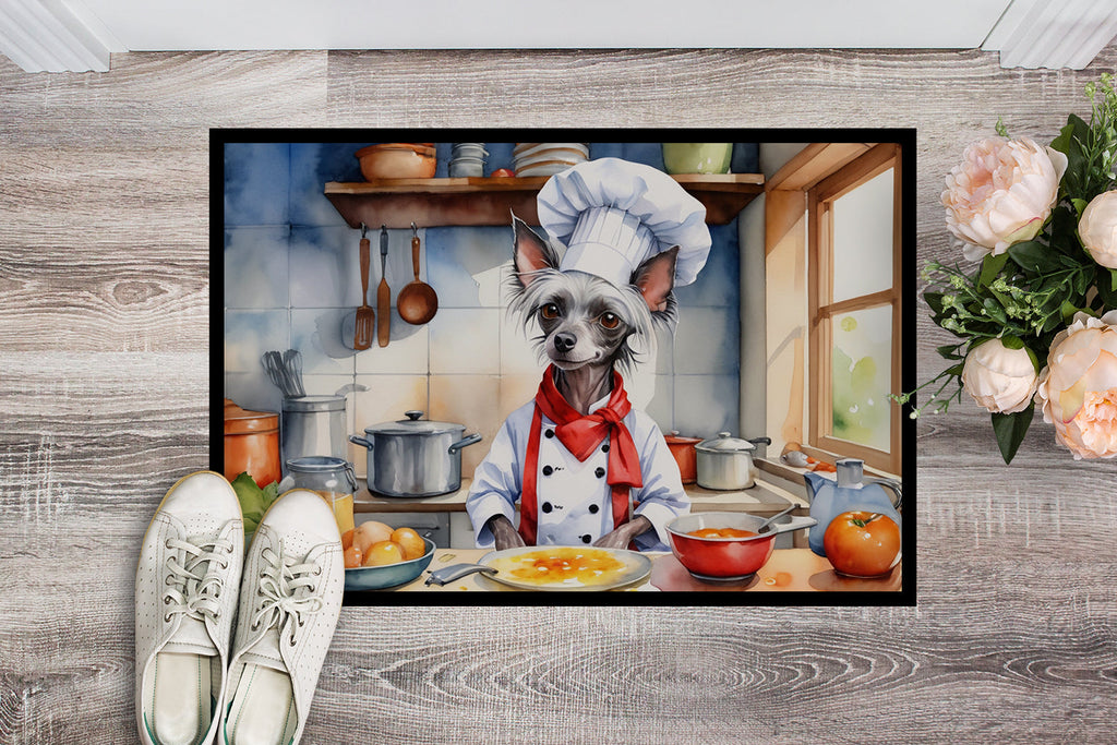 Chinese Crested The Chef Doormat Indoor Outdoor 24H X 36W Front Door Mat Rugs for Entryway, Non Slip Washable Low Pile,