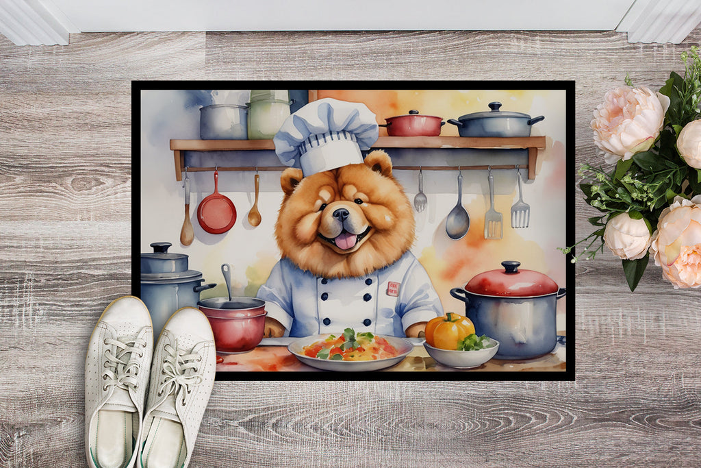 Chow Chow The Chef Doormat Indoor Outdoor 24H X 36W Front Door Mat Rugs for Entryway, Non Slip Washable Low Pile,