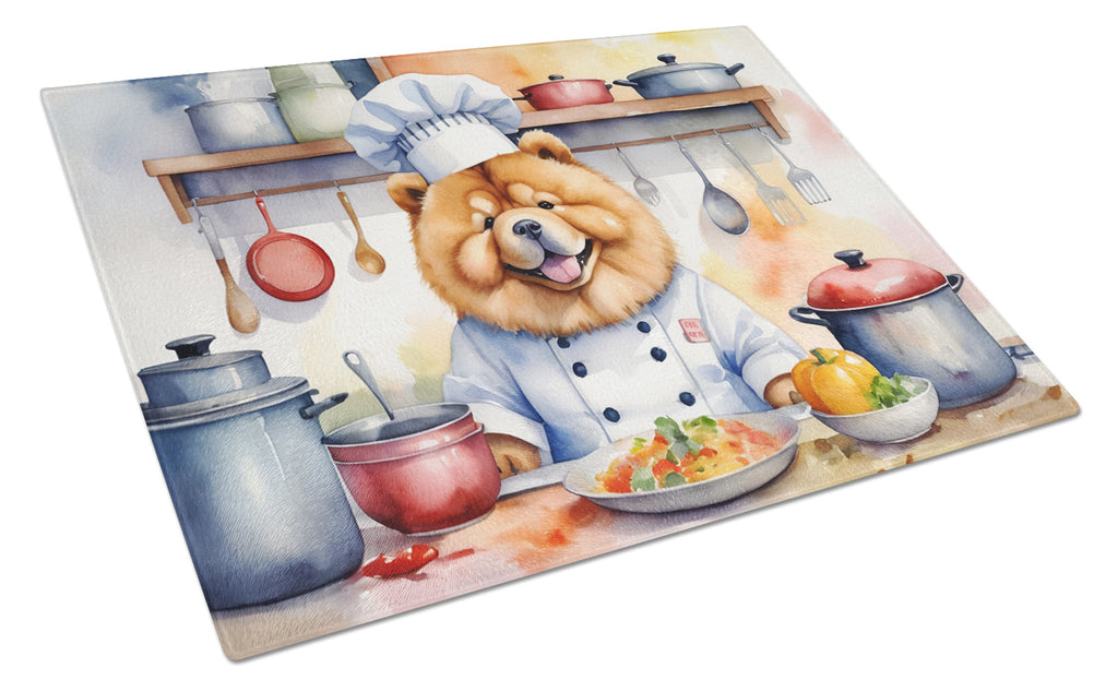 Chow Chow The Chef Cutting Board Tempered Glass Kitchen Cutting Surface, Heat Resistant Chopping, Non-Slip Feet, Food Prep & Serving