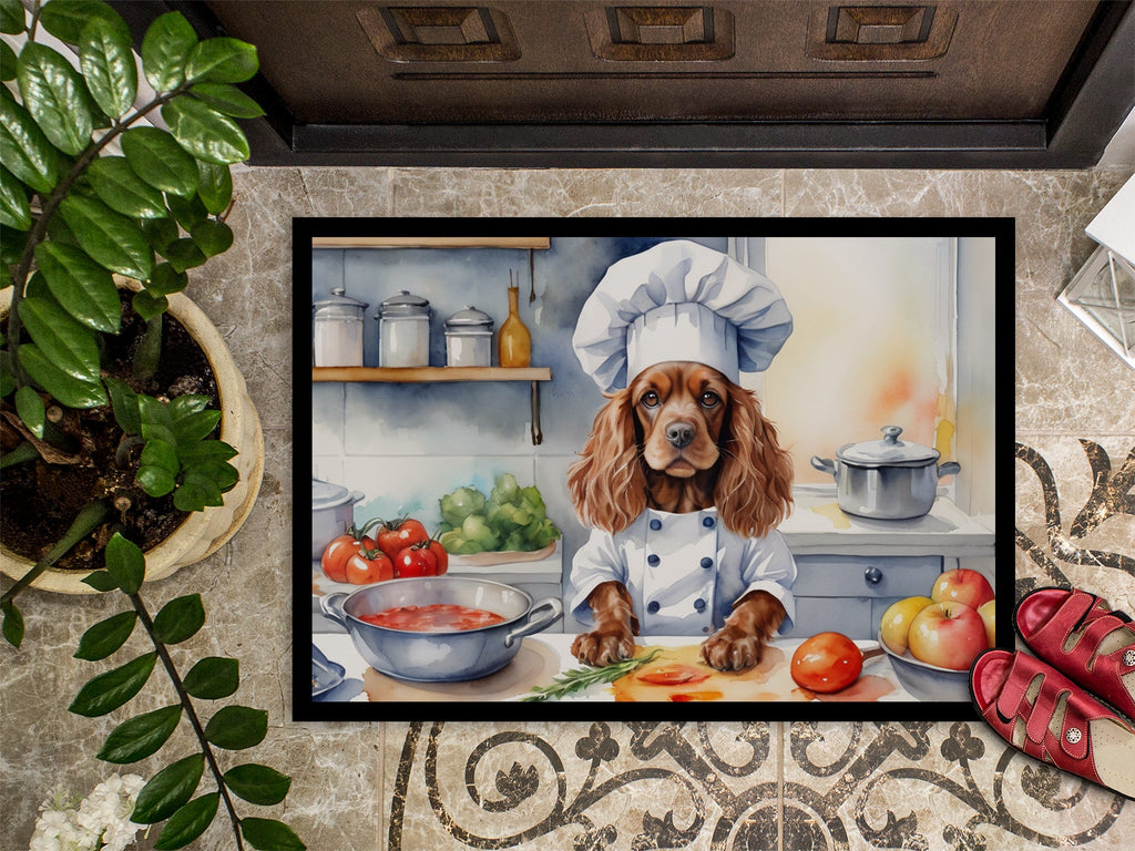 Cocker Spaniel The Chef Doormat Indoor Outdoor 24H X 36W Front Door Mat Rugs for Entryway, Non Slip Washable Low Pile,