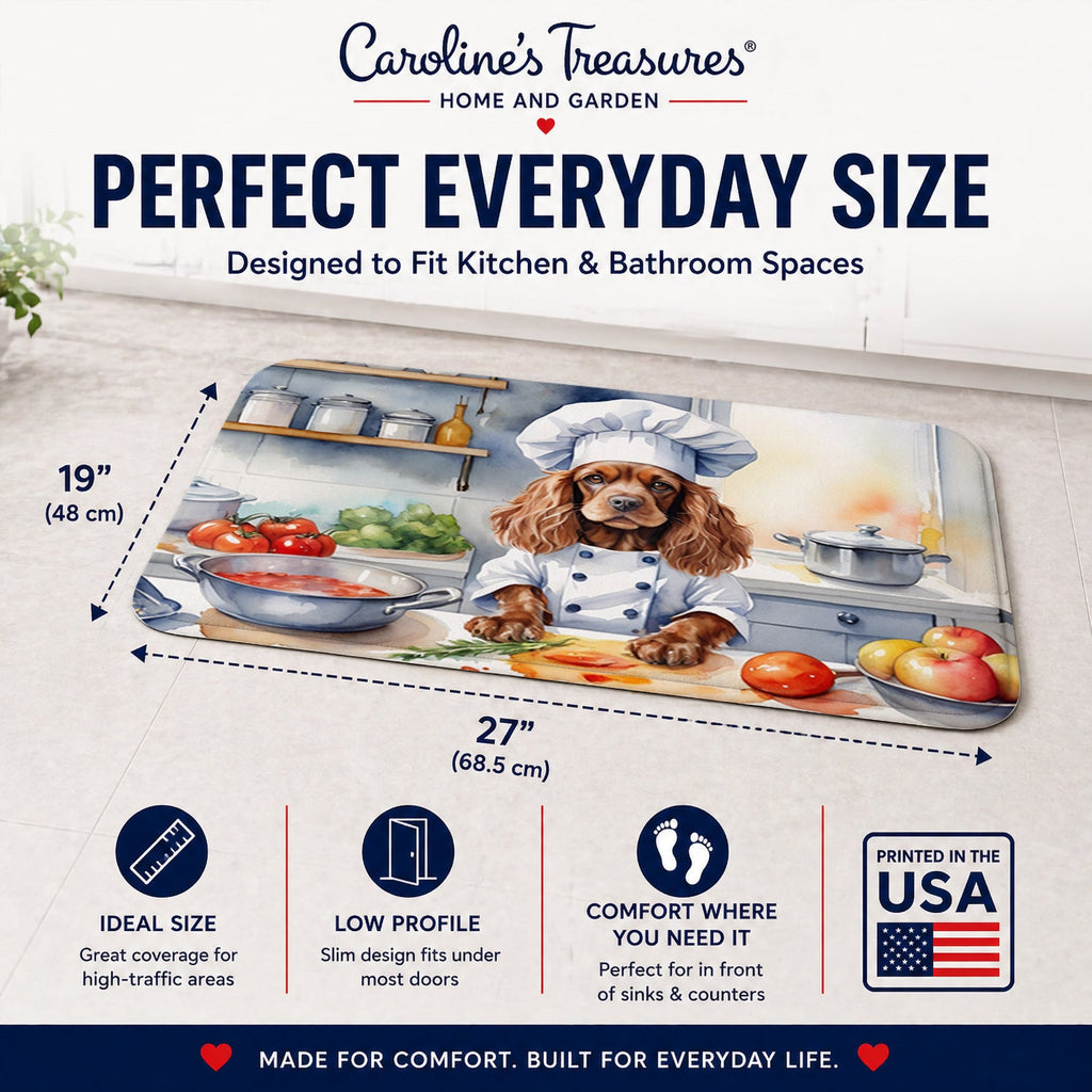 Cocker Spaniel The Chef Memory Foam Kitchen Mat Machine Washable Anti-Fatigue Cushion Comfort Bath or Kitchen Rug