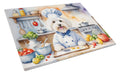 Coton de Tulear The Chef Cutting Board Tempered Glass Kitchen Cutting Surface, Heat Resistant Chopping, Non-Slip Feet, Food Prep & Serving