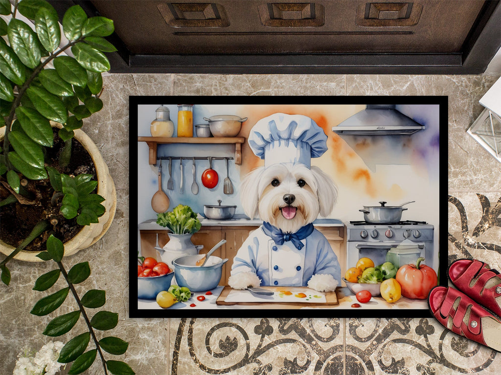 Coton de Tulear The Chef Doormat Indoor Outdoor 18H X 27W Front Door Mat Rugs for Entryway, Non Slip Washable
