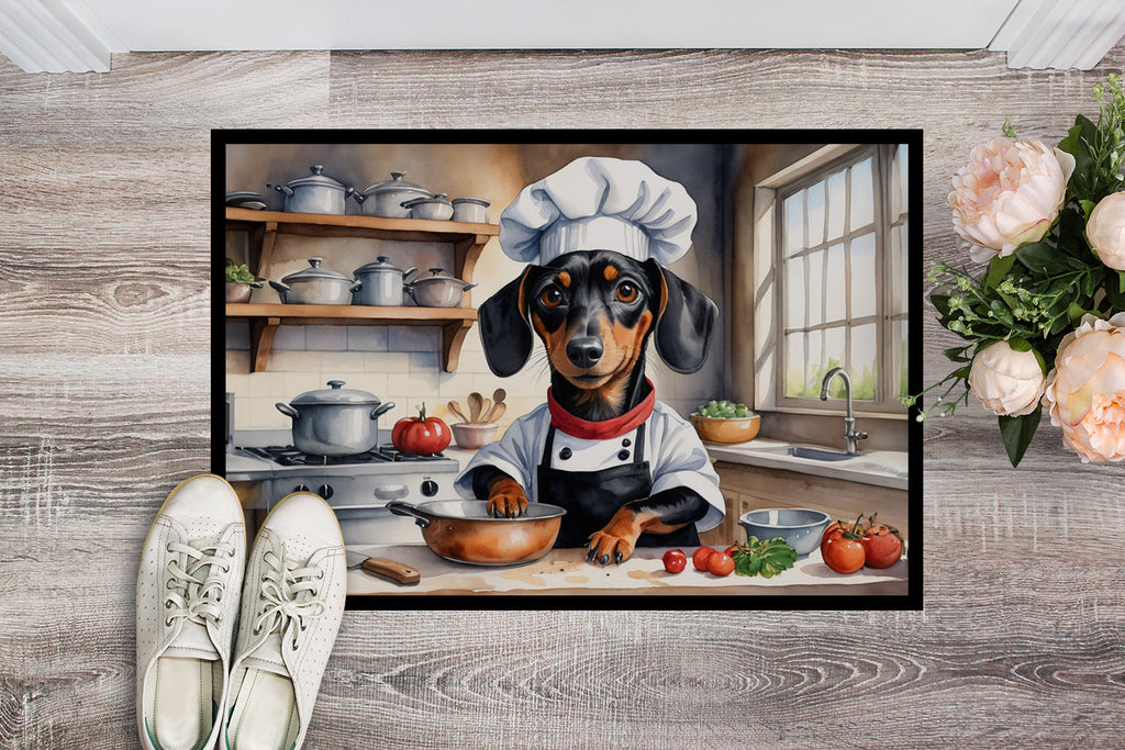 Dachshund The Chef Doormat Indoor Outdoor 24H X 36W Front Door Mat Rugs for Entryway, Non Slip Washable Low Pile,