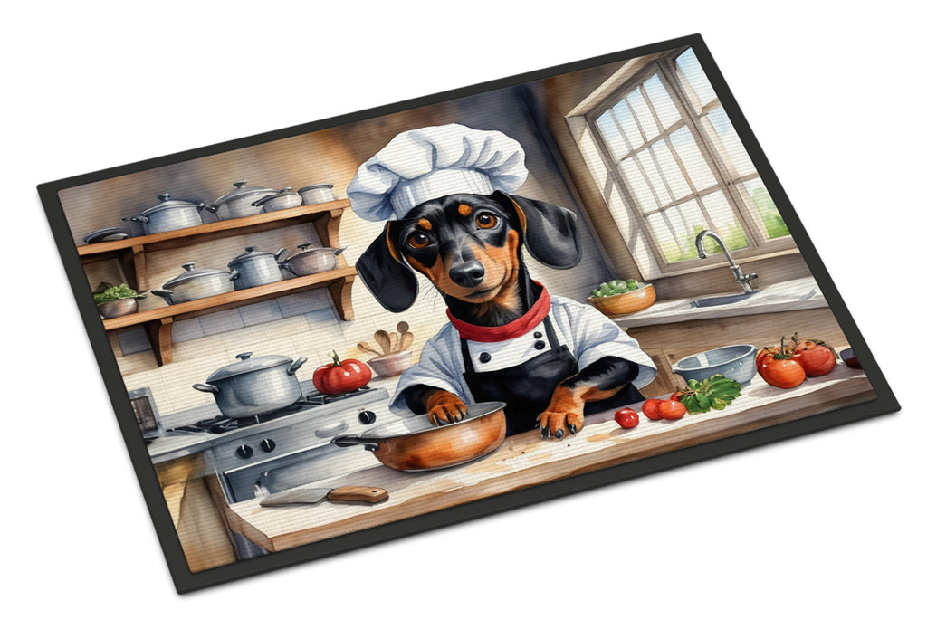 Dachshund The Chef Doormat Indoor Outdoor 18H X 27W Front Door Mat Rugs for Entryway, Non Slip Washable