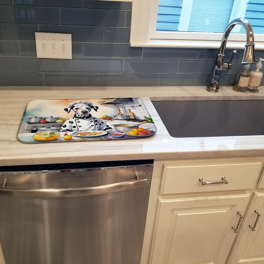 Dalmatian The Chef Dish Drying Mat Absorbent Dish Drying Mat Pad for Kitchen Counter Dish Drainer Mat for Countertop, 14 x 21", Multicolor
