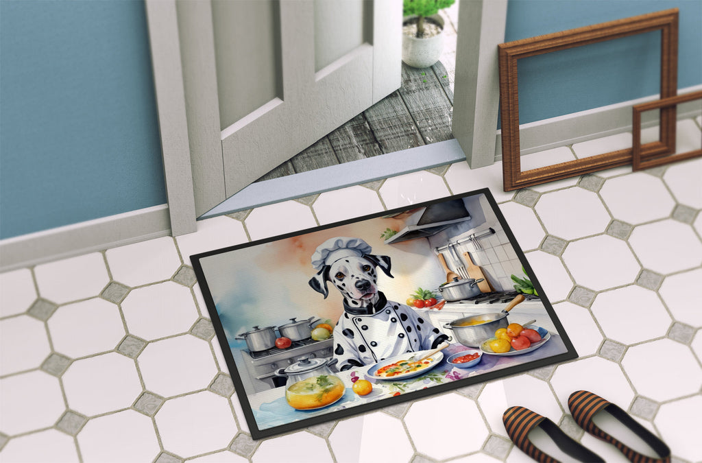 Dalmatian The Chef Doormat Indoor Outdoor 24H X 36W Front Door Mat Rugs for Entryway, Non Slip Washable Low Pile,