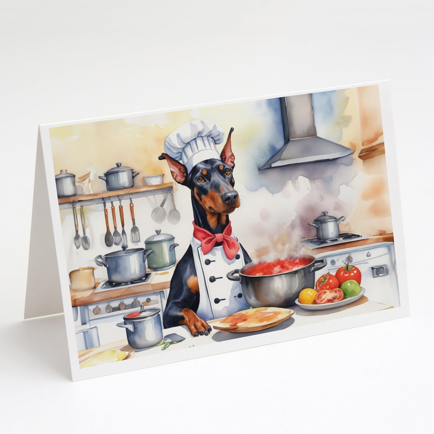 Doberman Pinscher The Chef Greeting Cards Pack of 8 Blank Cards with Envelopes Whimsical A7 Size 5x7