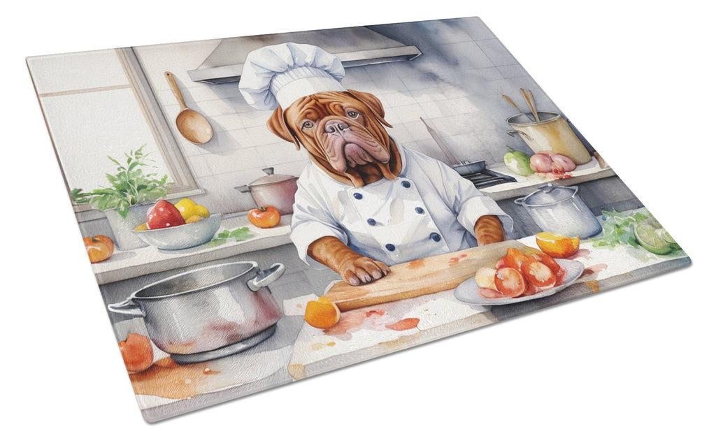 Dogue de Bordeaux The Chef Cutting Board Tempered Glass Kitchen Cutting Surface, Heat Resistant Chopping, Non-Slip Feet, Food Prep & Serving