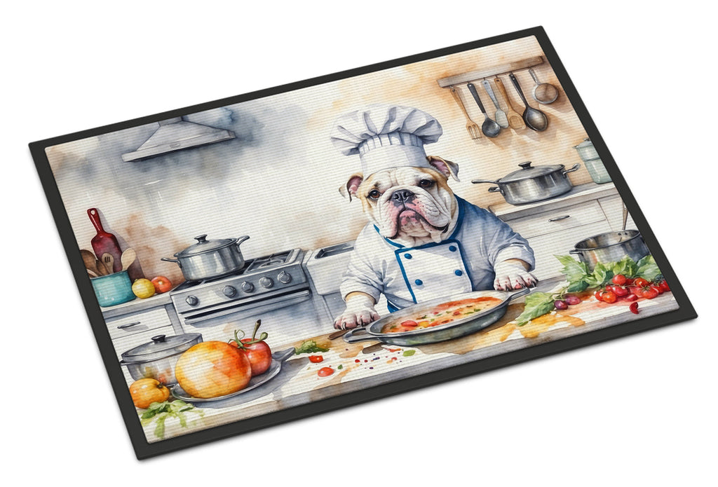 English Bulldog The Chef Doormat Indoor Outdoor 18H X 27W Front Door Mat Rugs for Entryway, Non Slip Washable