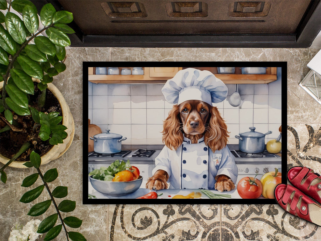 English Cocker Spaniel The Chef Doormat Indoor Outdoor 18H X 27W Front Door Mat Rugs for Entryway, Non Slip Washable