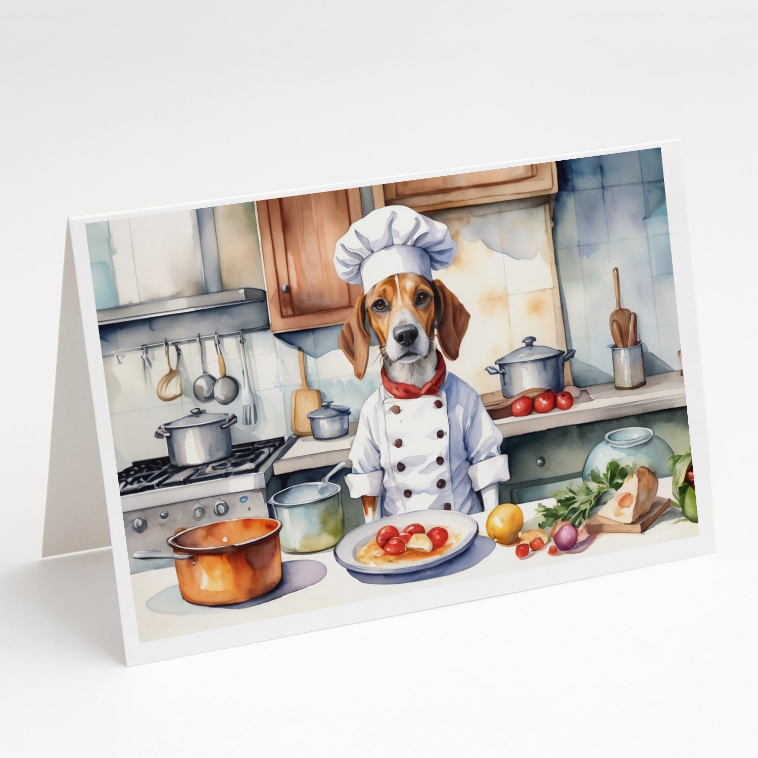 English Foxhound The Chef Greeting Cards Pack of 8 Blank Cards with Envelopes Whimsical A7 Size 5x7