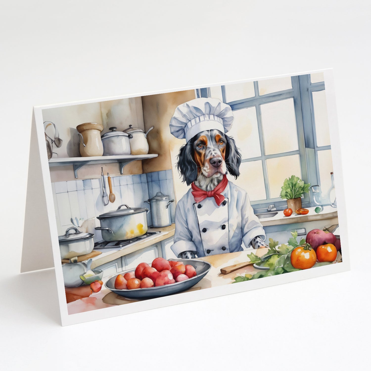 English Setter The Chef Greeting Cards Pack of 8 Blank Cards with Envelopes Whimsical A7 Size 5x7