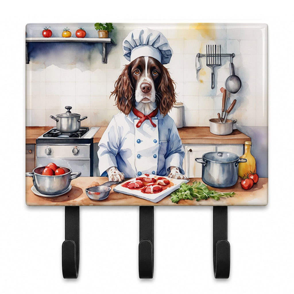 English Springer Spaniel The Chef Leash or Key Holder Wall Hooks, Coat Rack Wall Mount, for Hanging Keys, Towels, Aprons, Leashes