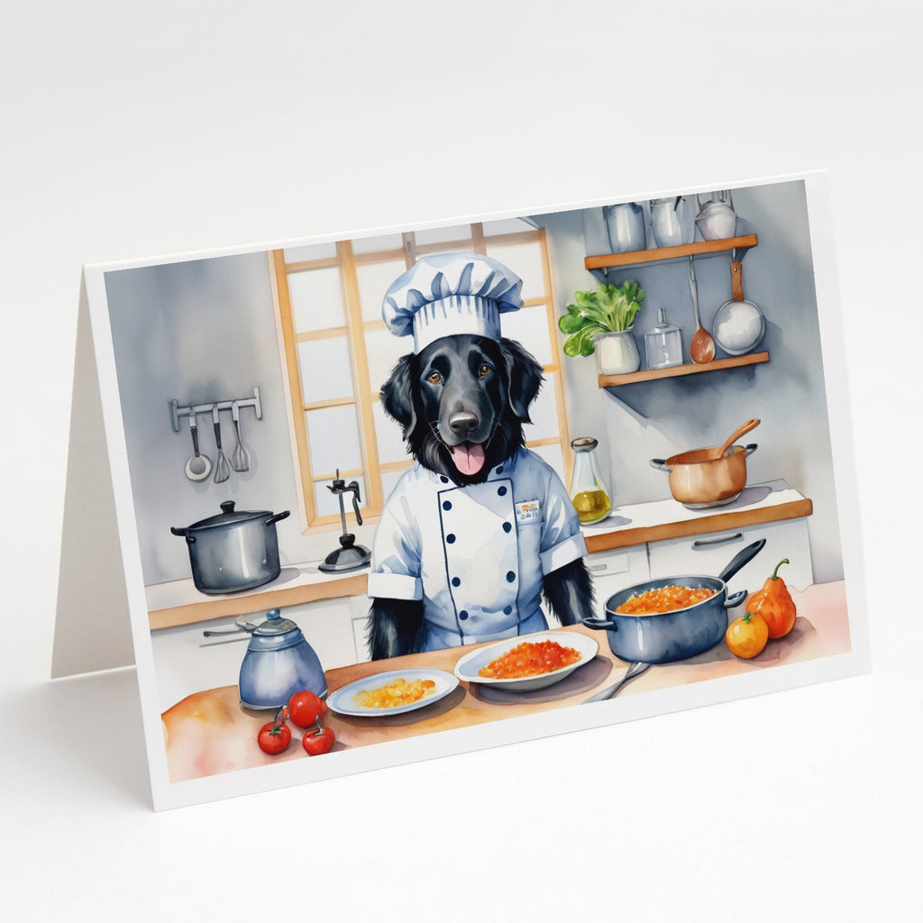Flat-Coated Retriever The Chef Greeting Cards Pack of 8 Blank Cards with Envelopes Whimsical A7 Size 5x7