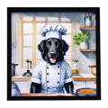 Flat-Coated Retriever The Chef Framed Metal Print Bathroom, Kitchen, Office, Home Decor Wall Art Ready to Hang, Square, 8X8