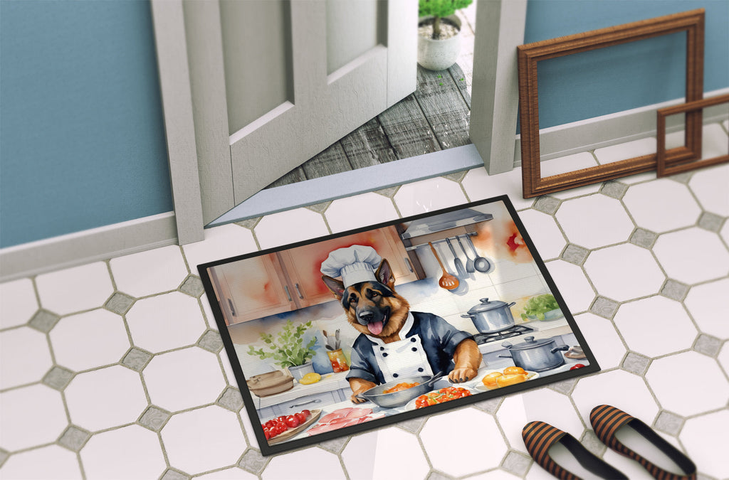 German Shepherd The Chef Doormat Indoor Outdoor 18H X 27W Front Door Mat Rugs for Entryway, Non Slip Washable
