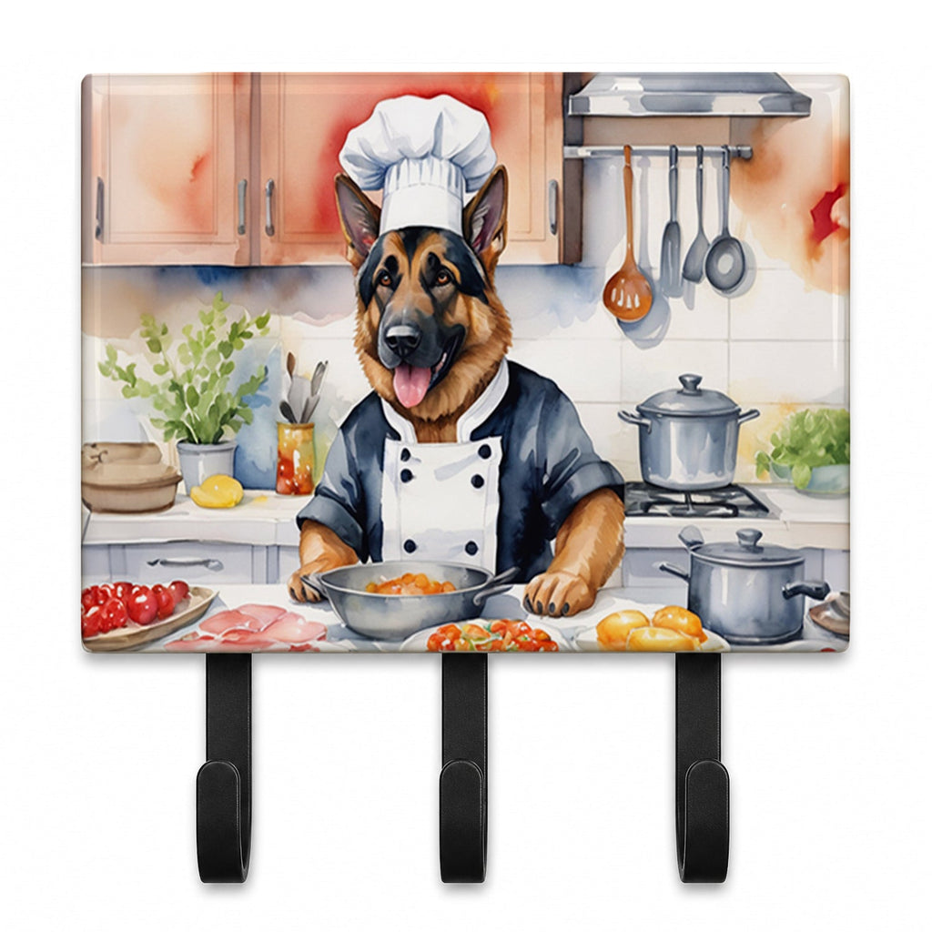 German Shepherd The Chef Leash or Key Holder Wall Hooks, Coat Rack Wall Mount, for Hanging Keys, Towels, Aprons, Leashes