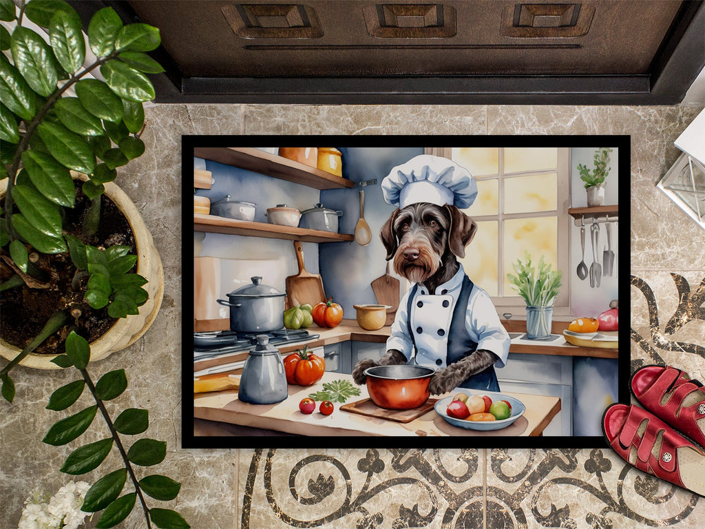 German Wirehaired Pointer The Chef Doormat Indoor Outdoor 24H X 36W Front Door Mat Rugs for Entryway, Non Slip Washable Low Pile,