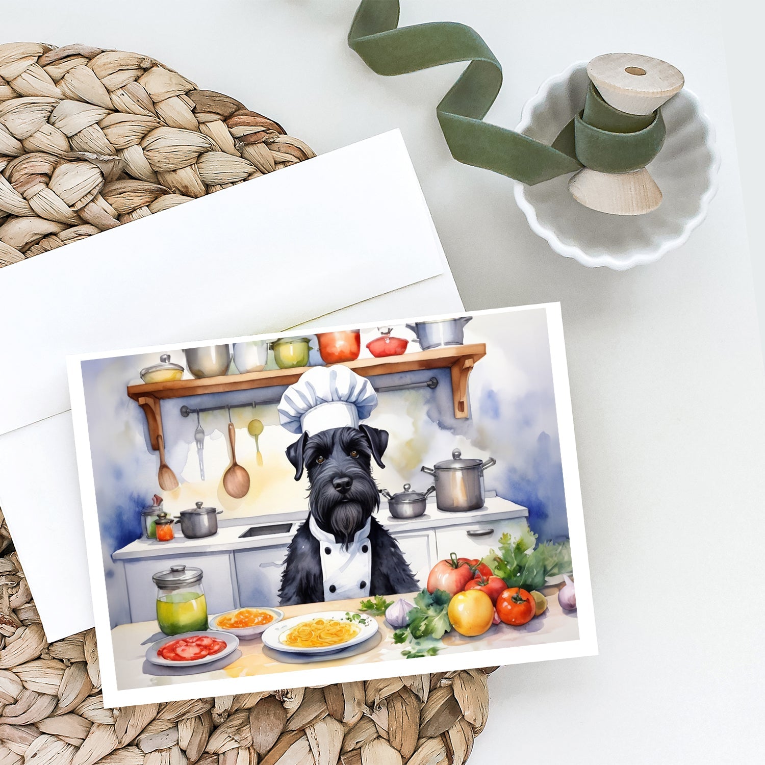 Giant Schnauzer The Chef Greeting Cards Pack of 8 Blank Cards with Envelopes Whimsical A7 Size 5x7
