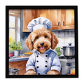 Goldendoodle The Chef Framed Metal Print Bathroom, Kitchen, Office, Home Decor Wall Art Ready to Hang, Square, 8X8