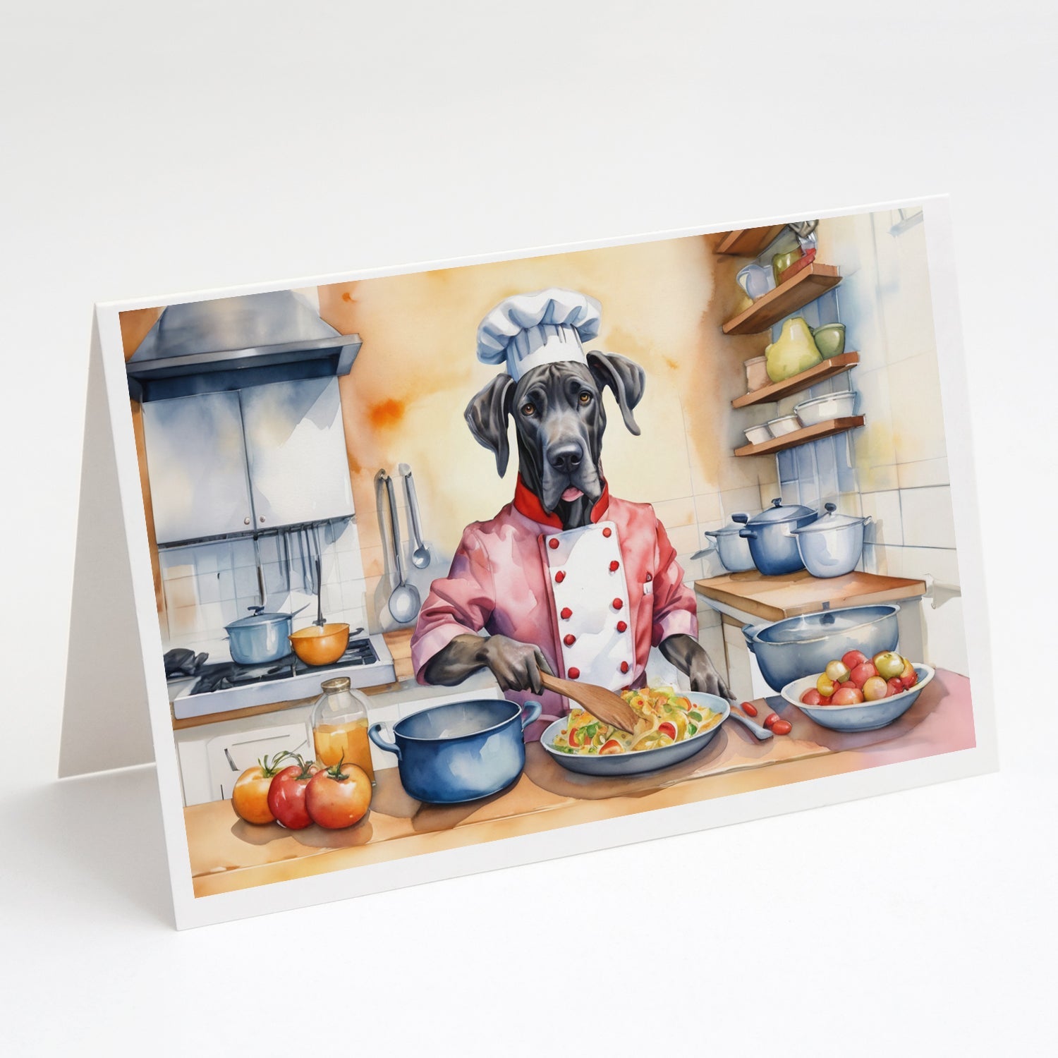 Great Dane The Chef Greeting Cards Pack of 8 Blank Cards with Envelopes Whimsical A7 Size 5x7