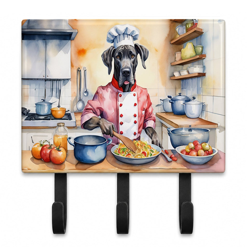 Great Dane The Chef Leash or Key Holder Wall Hooks, Coat Rack Wall Mount, for Hanging Keys, Towels, Aprons, Leashes