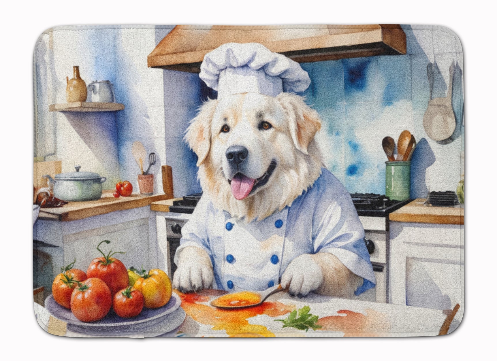 Great Pyrenees The Chef Memory Foam Kitchen Mat Machine Washable Anti-Fatigue Cushion Comfort Bath or Kitchen Rug