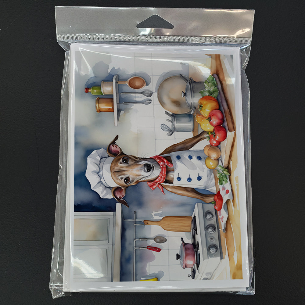 Greyhound The Chef Greeting Cards Pack of 8 Blank Cards with Envelopes Whimsical A7 Size 5x7