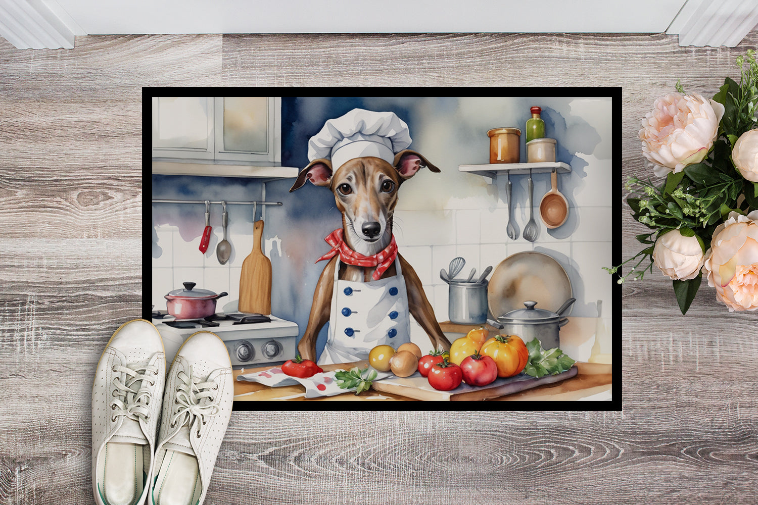 Greyhound The Chef Doormat Indoor Outdoor 18H X 27W Front Door Mat Rugs for Entryway, Non Slip Washable