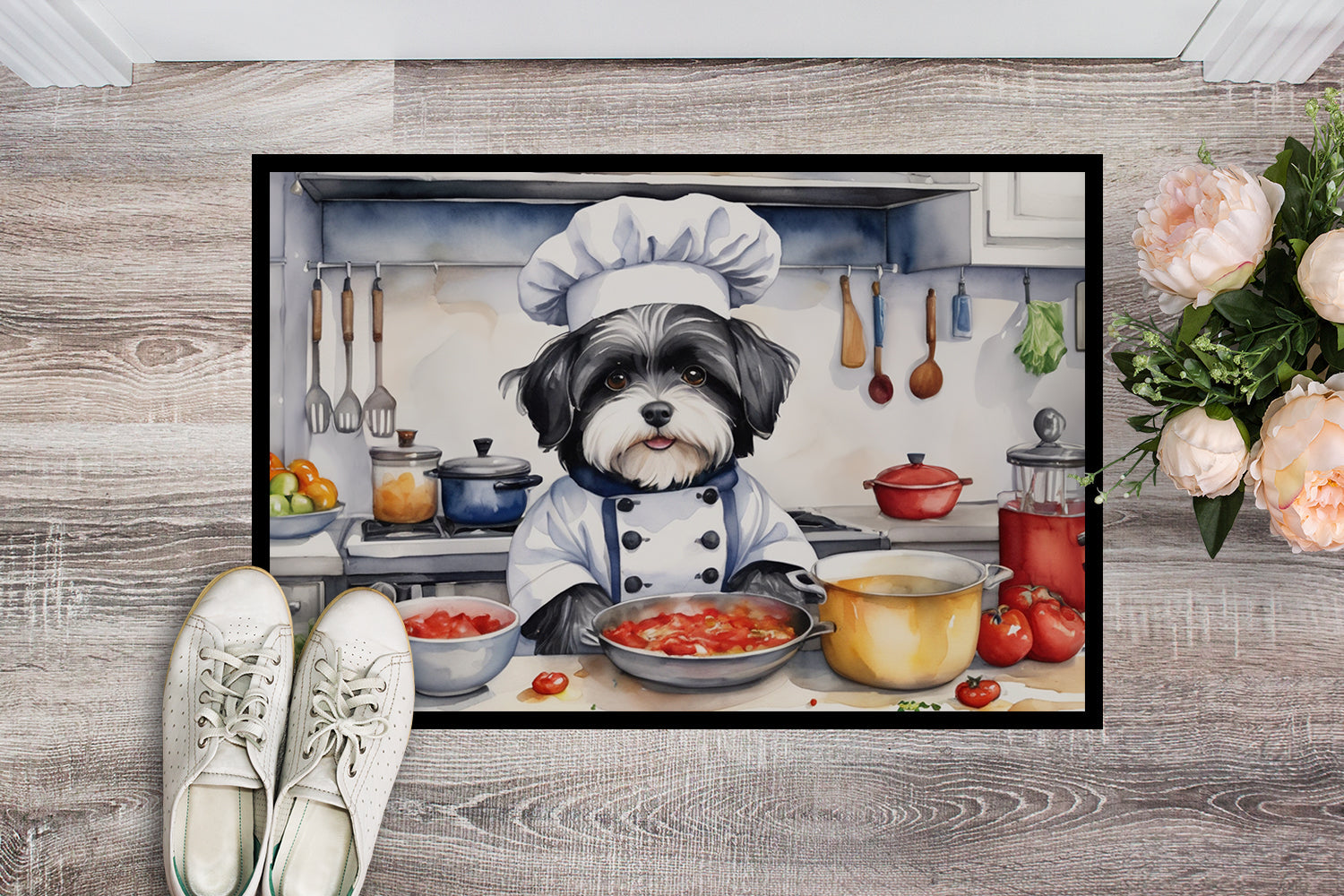 Havanese The Chef Doormat Indoor Outdoor 24H X 36W Front Door Mat Rugs for Entryway, Non Slip Washable Low Pile,