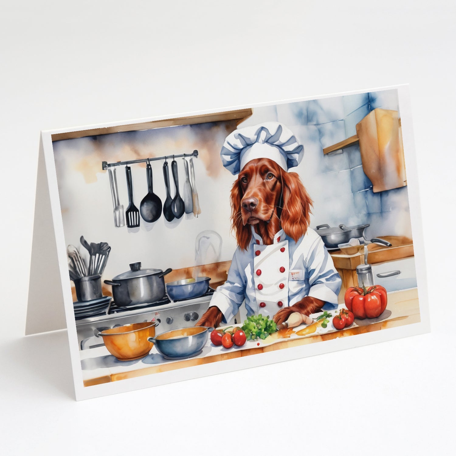 Irish Setter The Chef Greeting Cards Pack of 8 Blank Cards with Envelopes Whimsical A7 Size 5x7